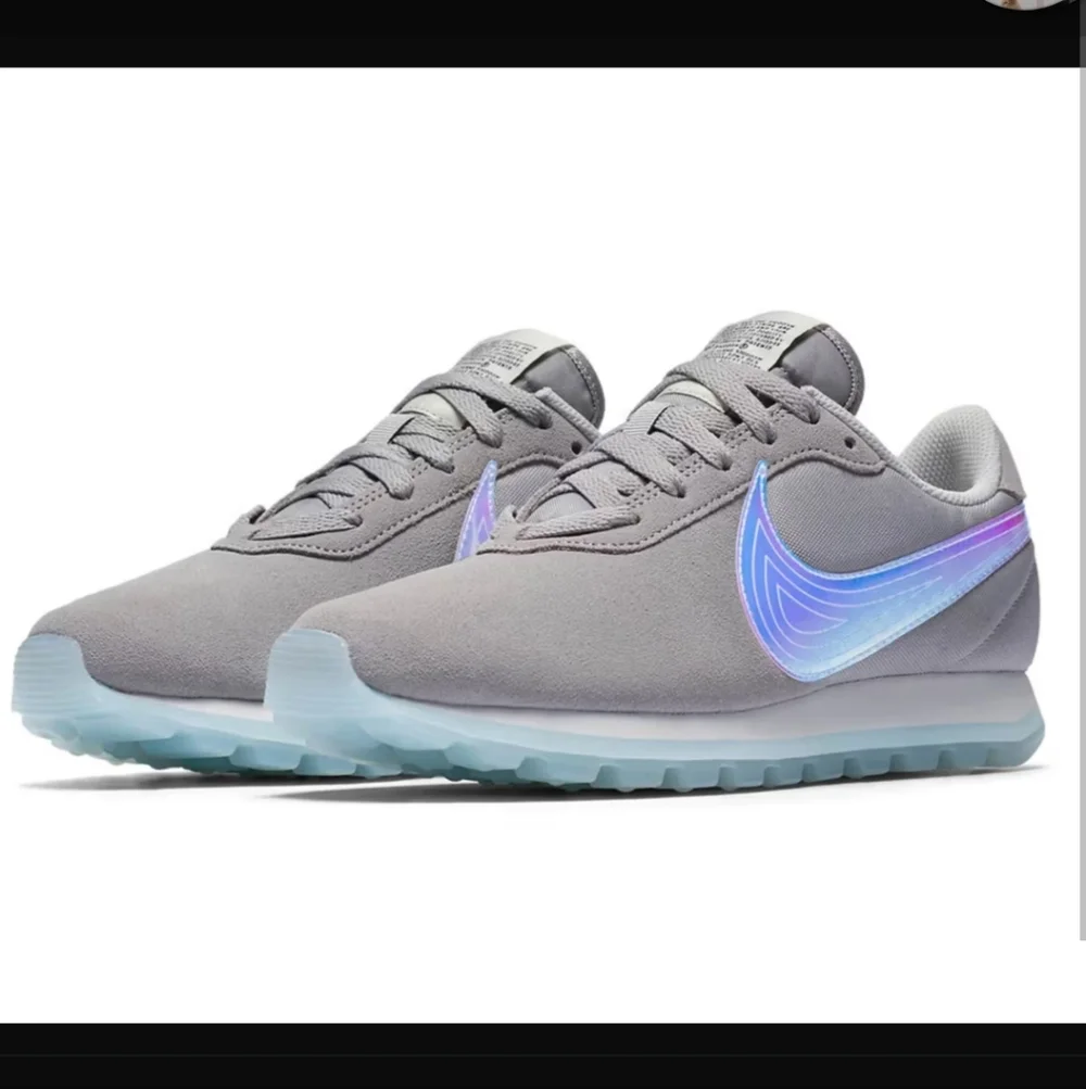 Nike Pre Love Ox Gray Suede Blue Iridescent Holographic Sneakers 7 - Picture 2 of 11